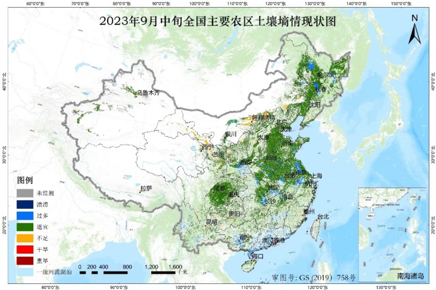 秋冬种期间全国主要农区土壤墒情